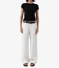 St. Agni Fine Band Carter Trouser in off white - women's pants