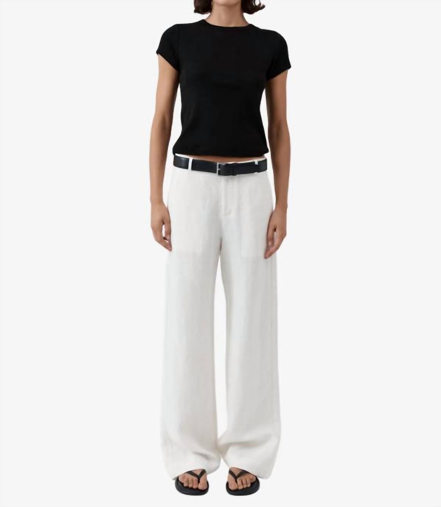 St. Agni Fine Band Carter Trouser in off white - women's pants