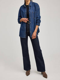 Gentle Fawn Whitney Denim Button Down Shirt in dakr wash - women's shirt - alternate view