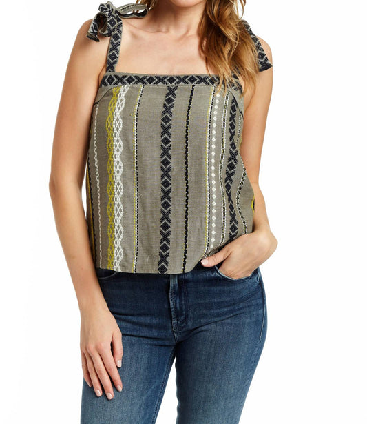 Drew - Lucia Shoulder Tie Gauze Stripe Tank