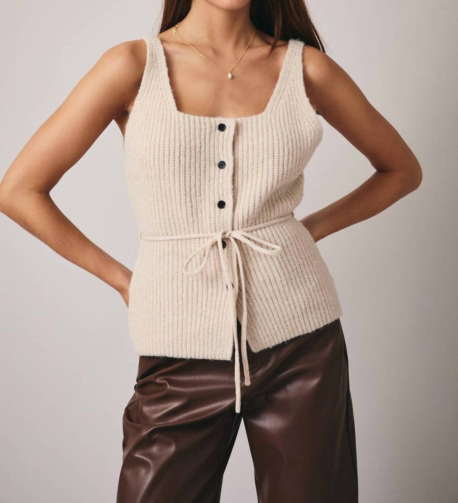Sunday Edition - Women's Sleeveless Button Down Sweater