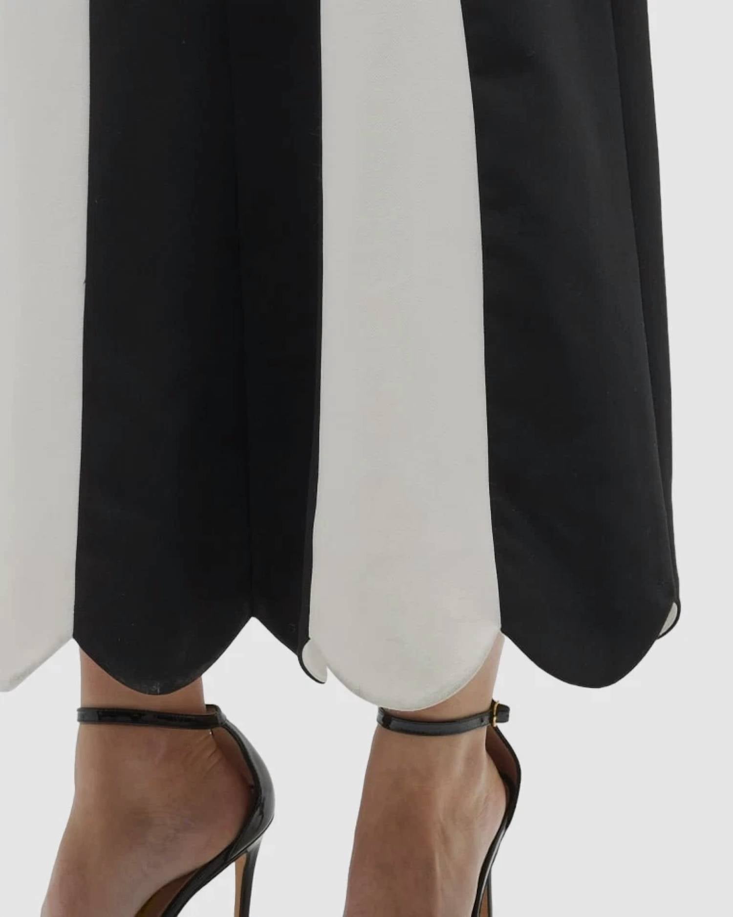 Lela Rose - Paneled Scallop Hem Midi Dress