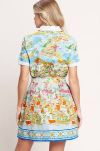 FLYING TOMATO Riviera Postcard Dress in multi - women's dress - alternate view