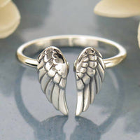 Nina Women's Artisan Angel Wing Ring in silver - women's jewelry - detail view