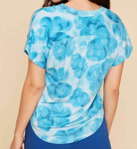 Renuar - Aquamarine Watercolor Top