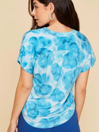 Renuar - Aquamarine Watercolor Top