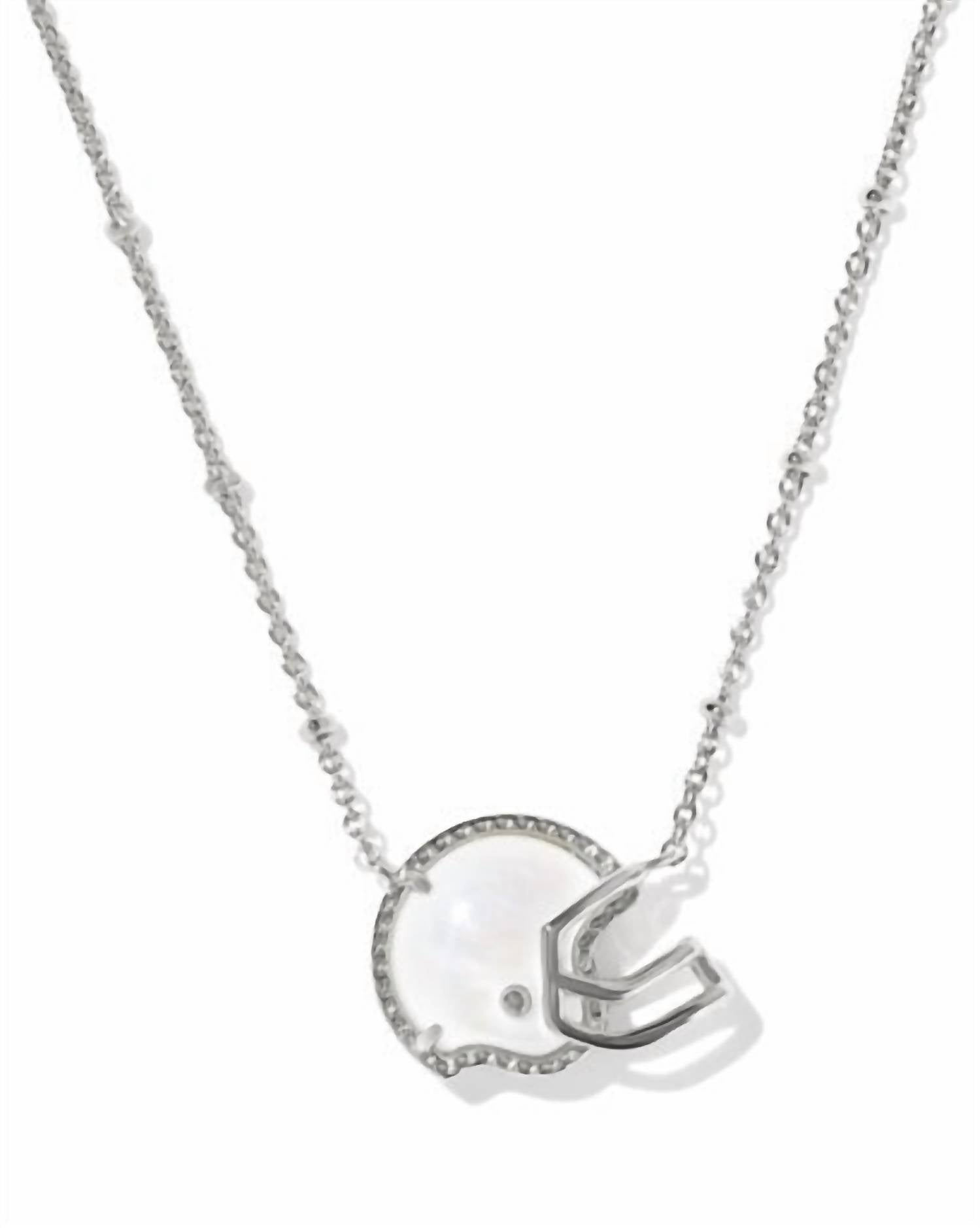 Kendra Scott Women's Football Helmet Short Pendant Necklace in silver ivory mother of pearl - women's jewelry