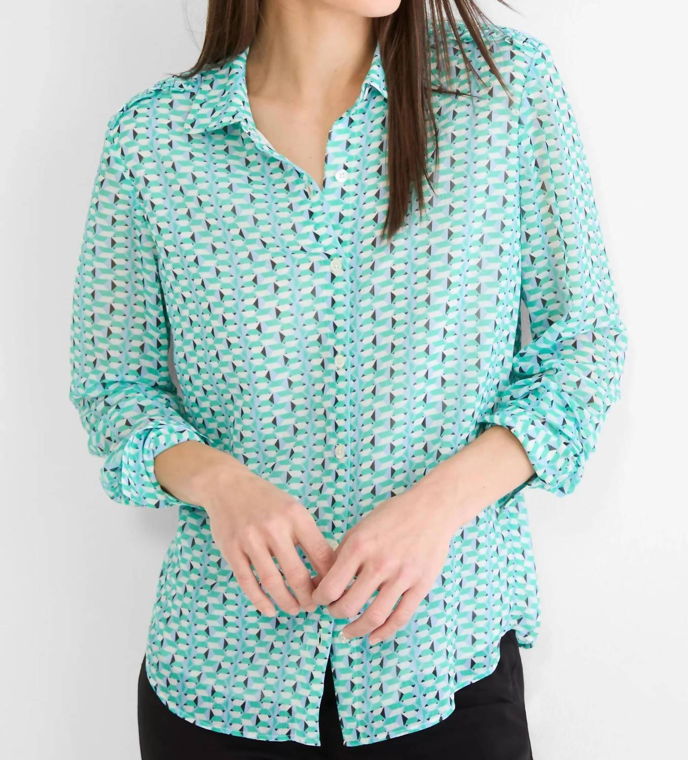 Nic + Zoe - Geo Steps Chiffon Shirt