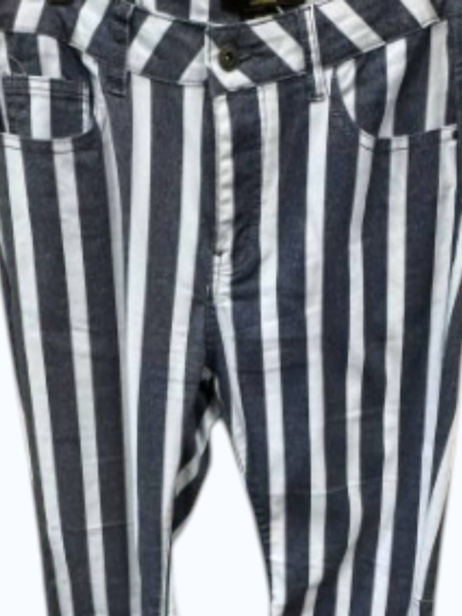 L&B Women's Bell Bottom Pant in stripe denim - women's pants - alternate view