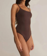 Z Supply Lux Smooth Jersey Bodysuit in lava rock - women's shirt - view 4