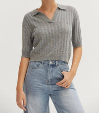 Crescent - Robbie Pointelle Knit Polo Top