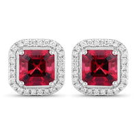 Diana M Jewels Women's Octagon Natural Rubellite Stud Earrings (2.72 Ct) - Signature in 14k white gold - women's jewelry