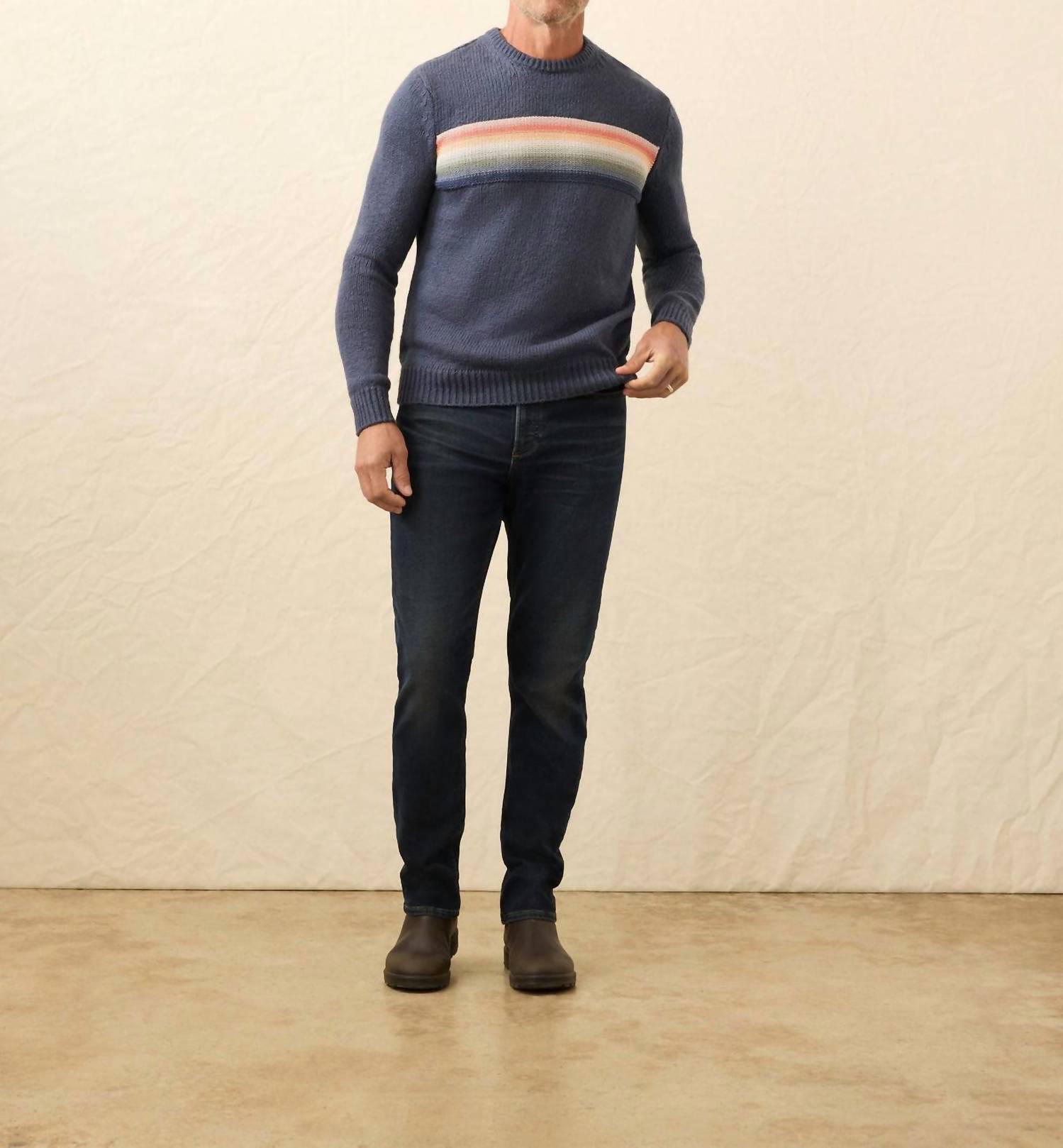 Faherty Heirloom Crew Sweater in navy torch - men's sweater