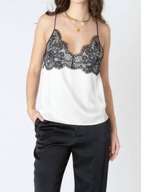 Dex Lace Trim Cami Top in ecru - women's shirt