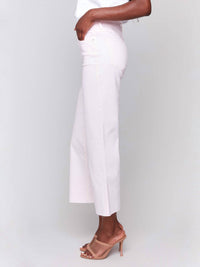 Charlie B - Wide Leg Twill Pants With Raw Edge