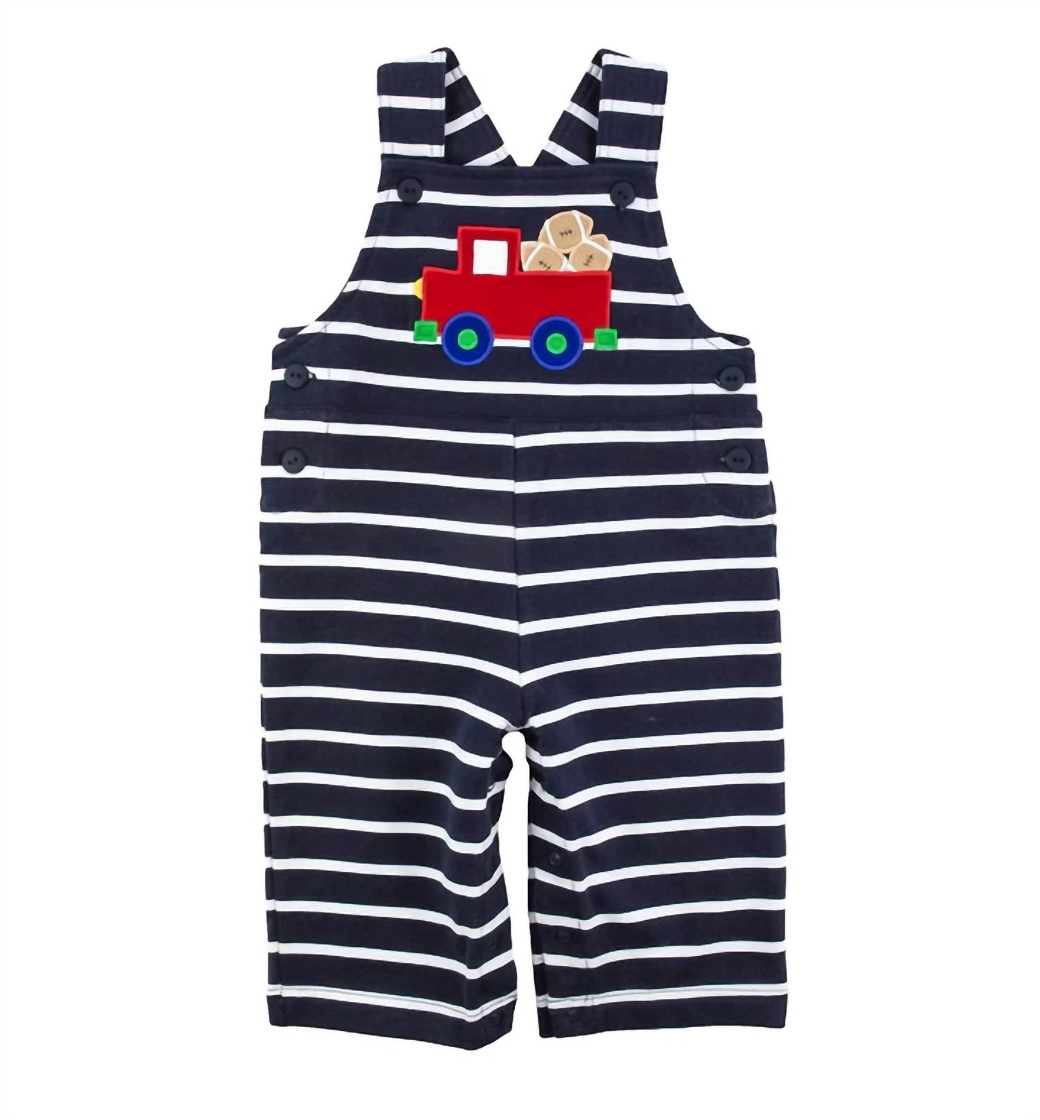 Florence Eiseman - Kid's Stripe French Terry Knit Football Truck Jumpsuit