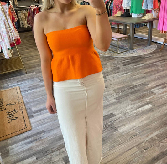 Papermoon - Strapless Knit Peplum Top