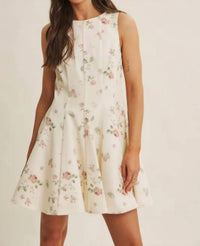 In February - English Rose Fit & Flare Cotton Mini Dress