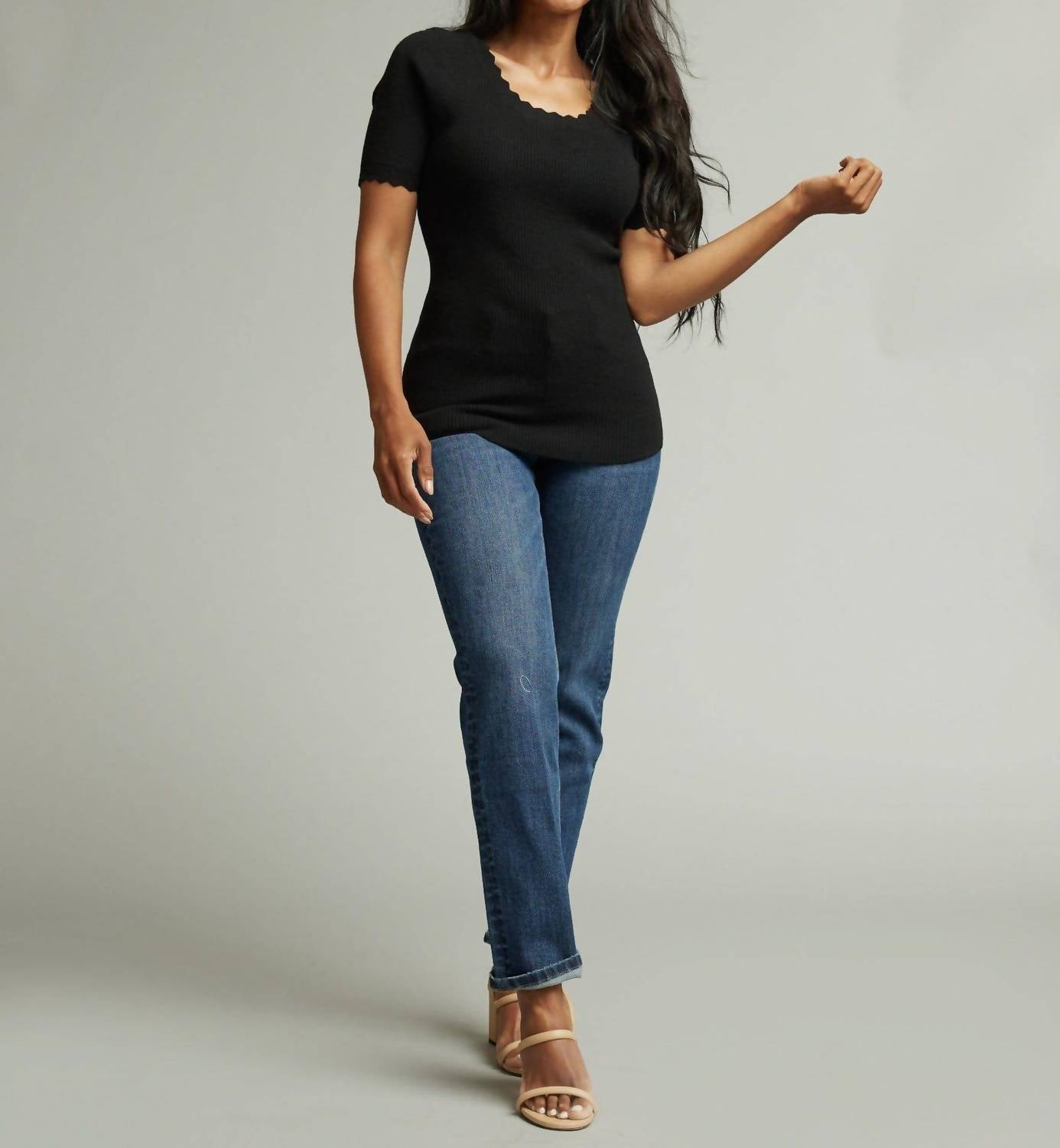 Downeast - Scallop Short Sleeve Sweater