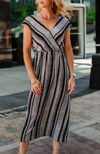 Danielle Striped V-Neck Dress