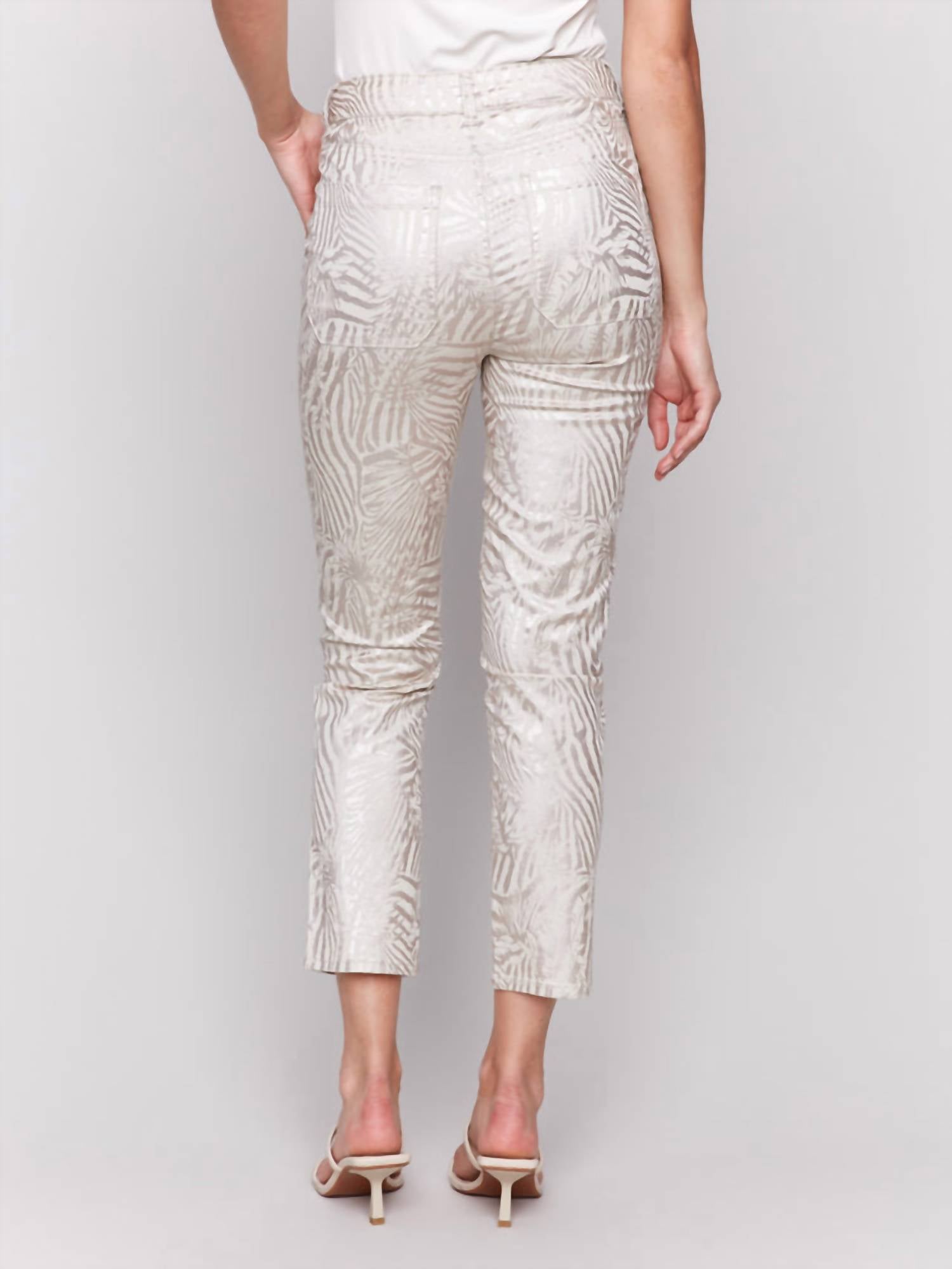 Charlie B - Metallic Print Twill Pants