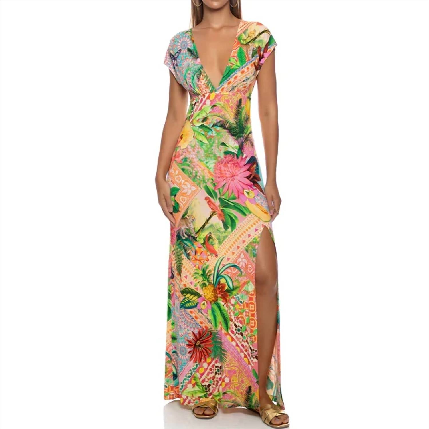 Luli Fama - Opulent Eden Cap Sleeve Long Dress