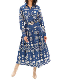 Allison New York - Greta Chambray Eyelet Midi Skirt