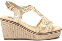 Xti Women's Textile Open Toe Sandals in gold textile - women's sandal
