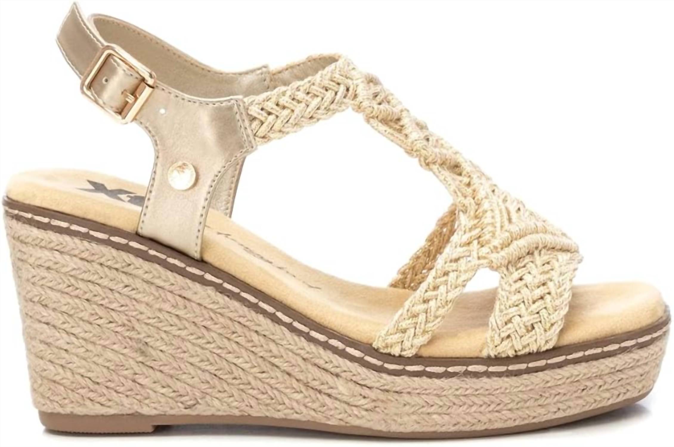 Xti Women's Textile Open Toe Sandals in gold textile - women's sandal