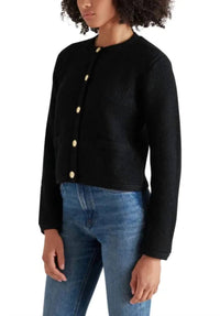 STEVE MADDEN Fantino Sweater Jacket in black - women's cardigan - detail view