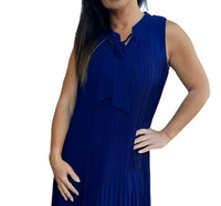 PICADILLY Pleated Sleeveless Dress in navy - women's dress - detail view