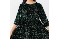 Mila & Rose Velvet Sequin Dress in hunter green - kids' dress - alternate view