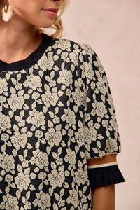 Bibi - Textured Rose Knit Top
