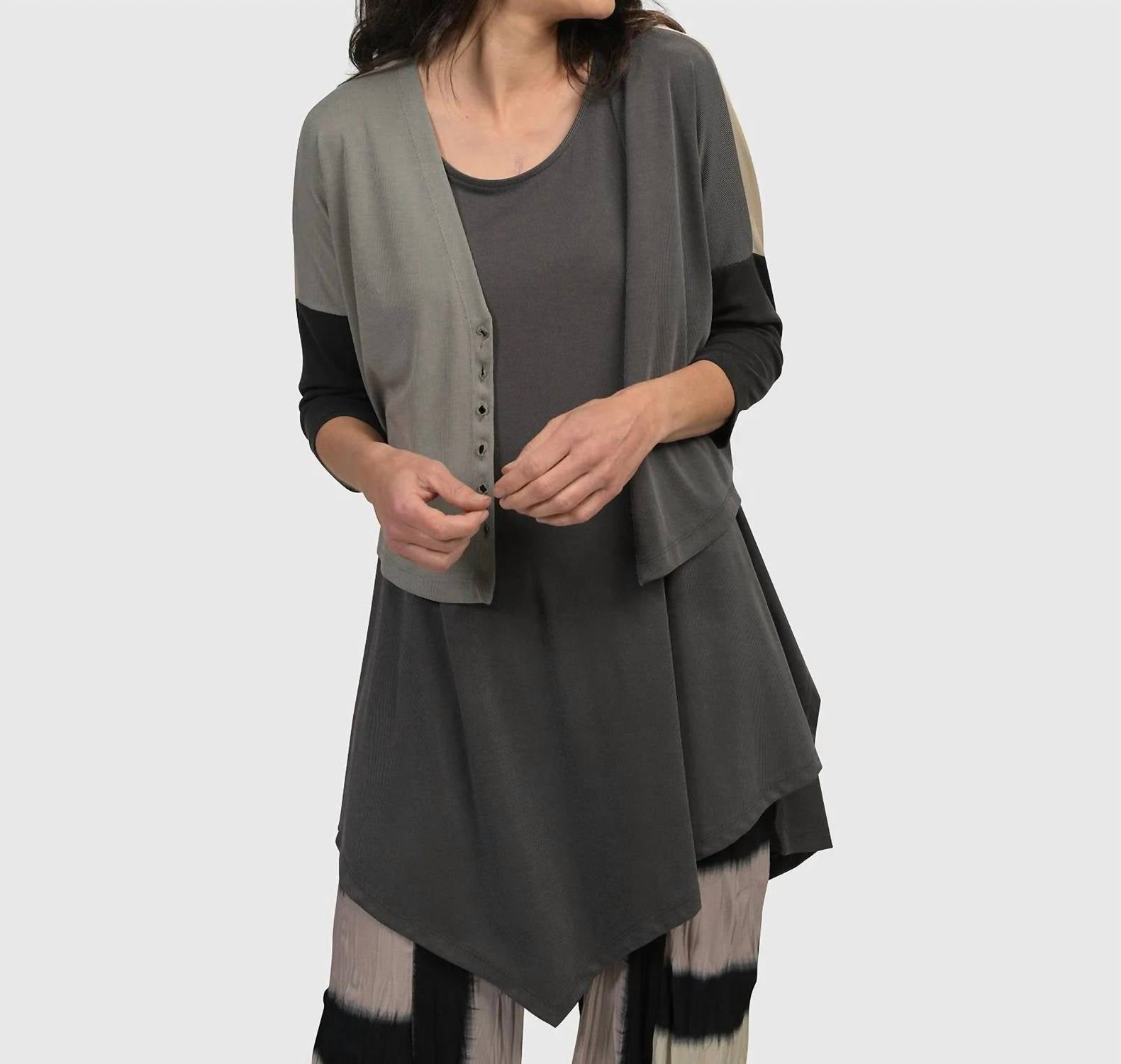 ALEMBIKA Essential Colorblock Cupro Cardigan in multi - women's cardigan