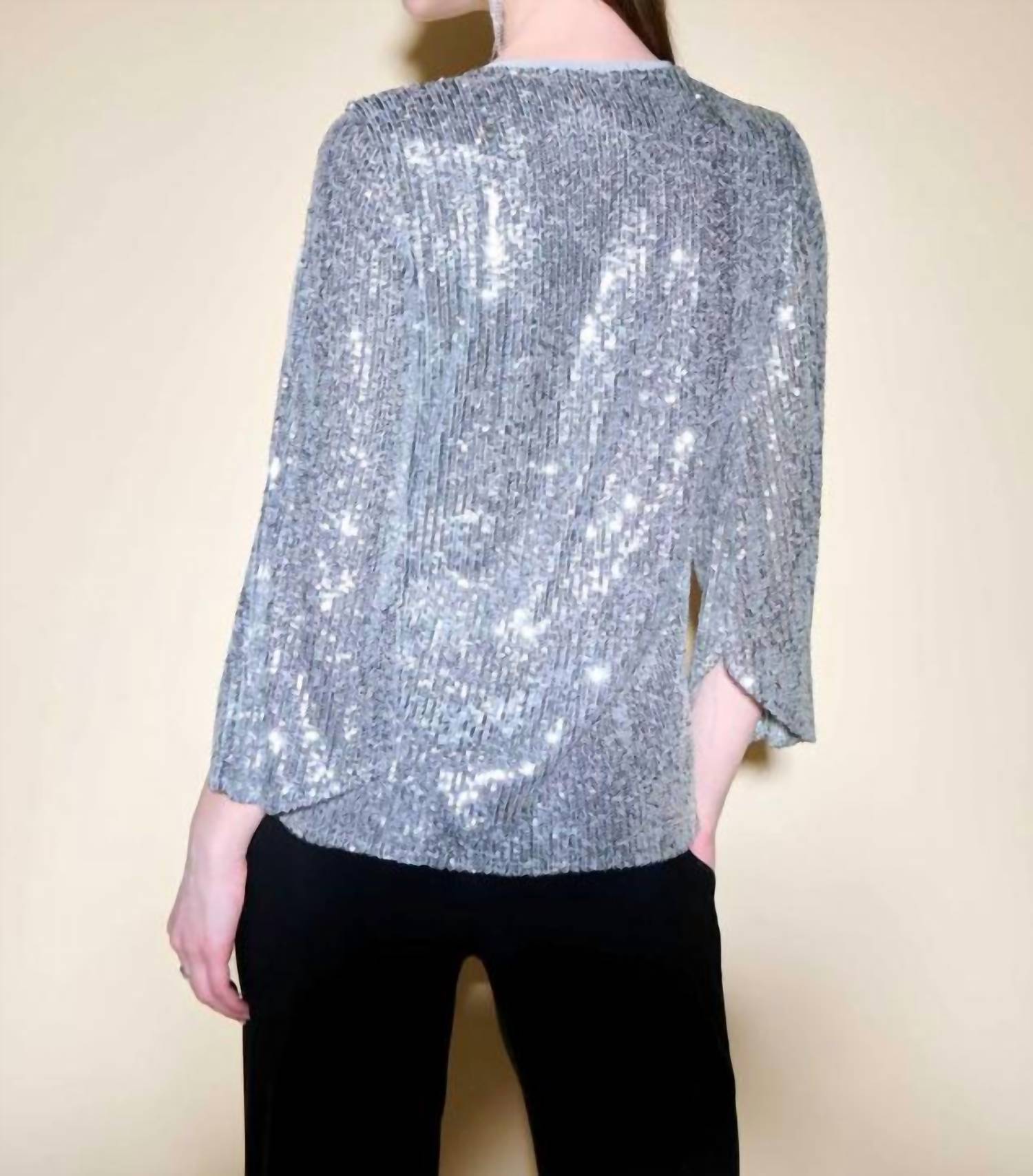 Joseph Ribkoff - Sequin Bell Sleeve Flared Top