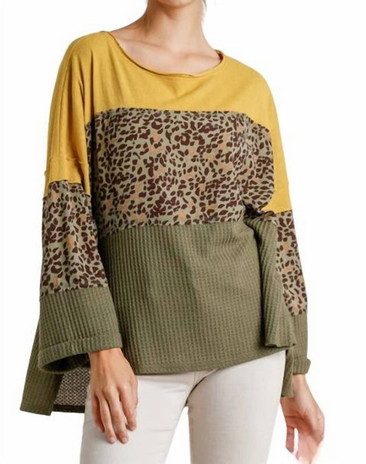 Umgee - Color Block Waffle Knit Top