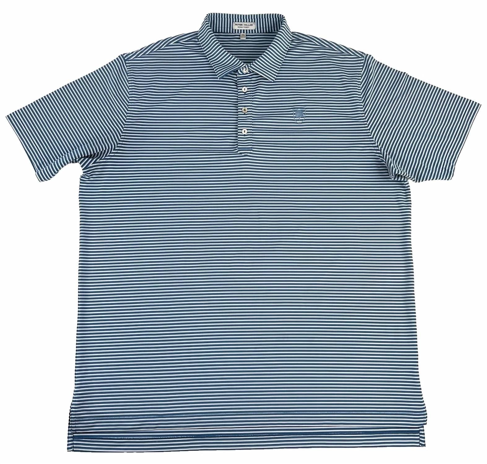 PETER MILLAR Joyner Perf Polo in blue - men's shirt - detail view