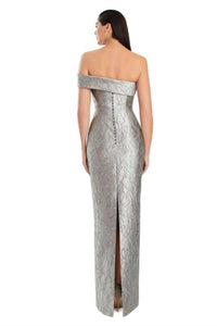 DAYMOR Back Slit One-shoulder Bow Dress in taupe gold - women's dress - alternate view