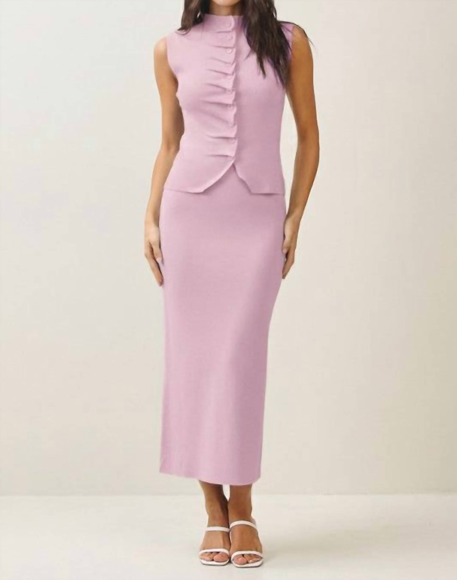 ABLE Pleated Front Top & Skirt Set in pink - women's skirt