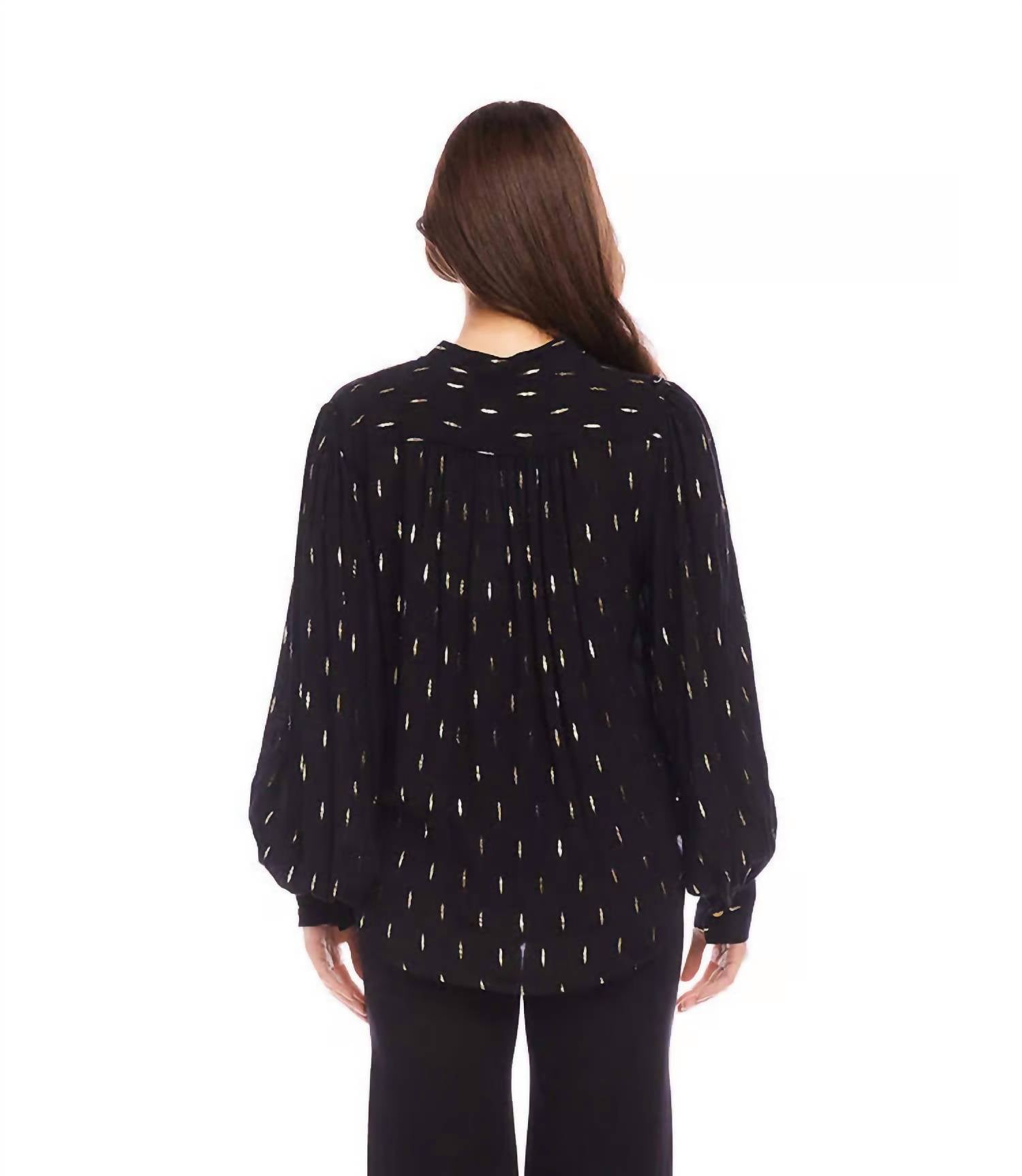 Karen Kane - Mariat Metallic Shirred Sleeve Top