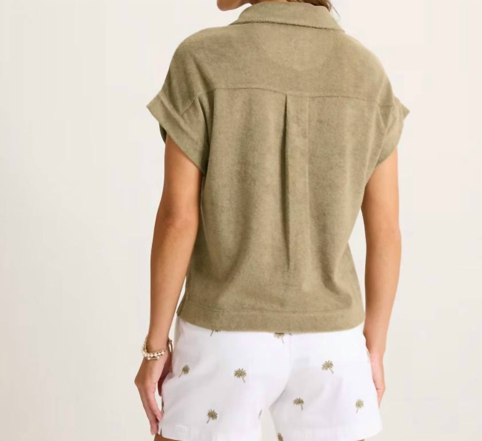 TOMMY BAHAMA Suncoast Loop Terry Polo in sea clay - women's t-shirt - detail view