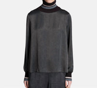 Tricot Chic - Striped Turtleneck Long Sleeve Sweater