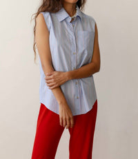 Donni. - Women's Stripe Pop Sleeveless Shirt