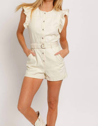 Le Lis - Belted Ruffle Sleeve Romper