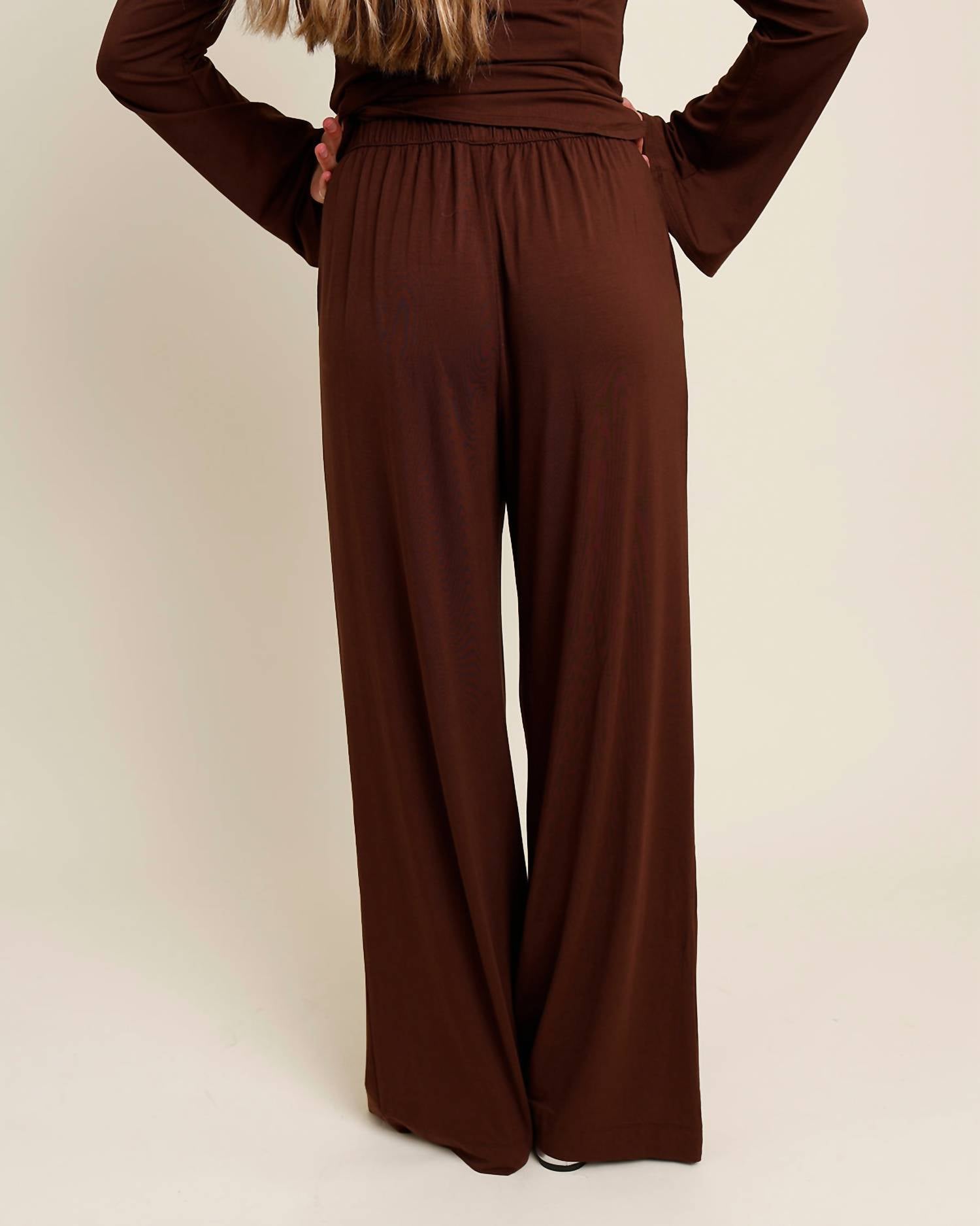 Elan - Espresso Wide Leg Pants
