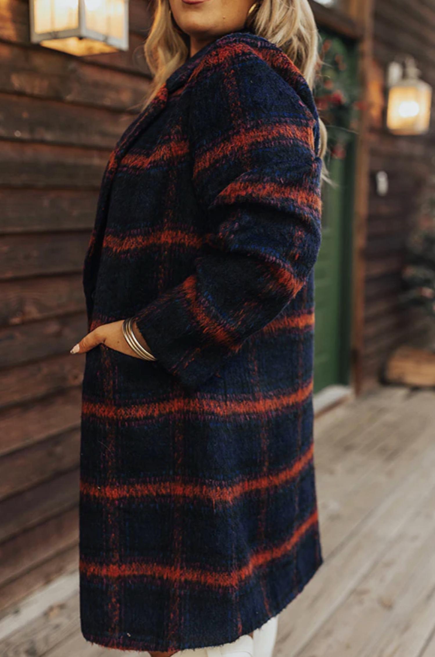 Skies Are Blue - Plaid Long Coat