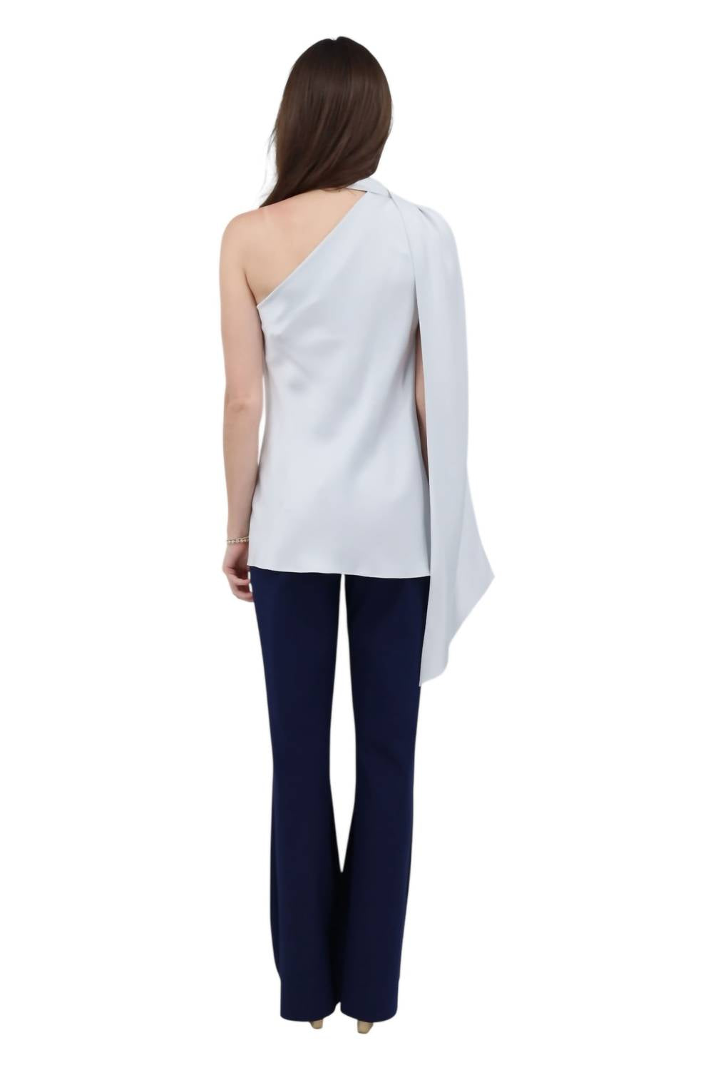Mi Jong Lee - Satin One Shoulder Bias With Scarf Top