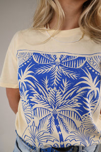 Z Supply Palms Boyfriend Tee Top in custard - women's t-shirt - detail view