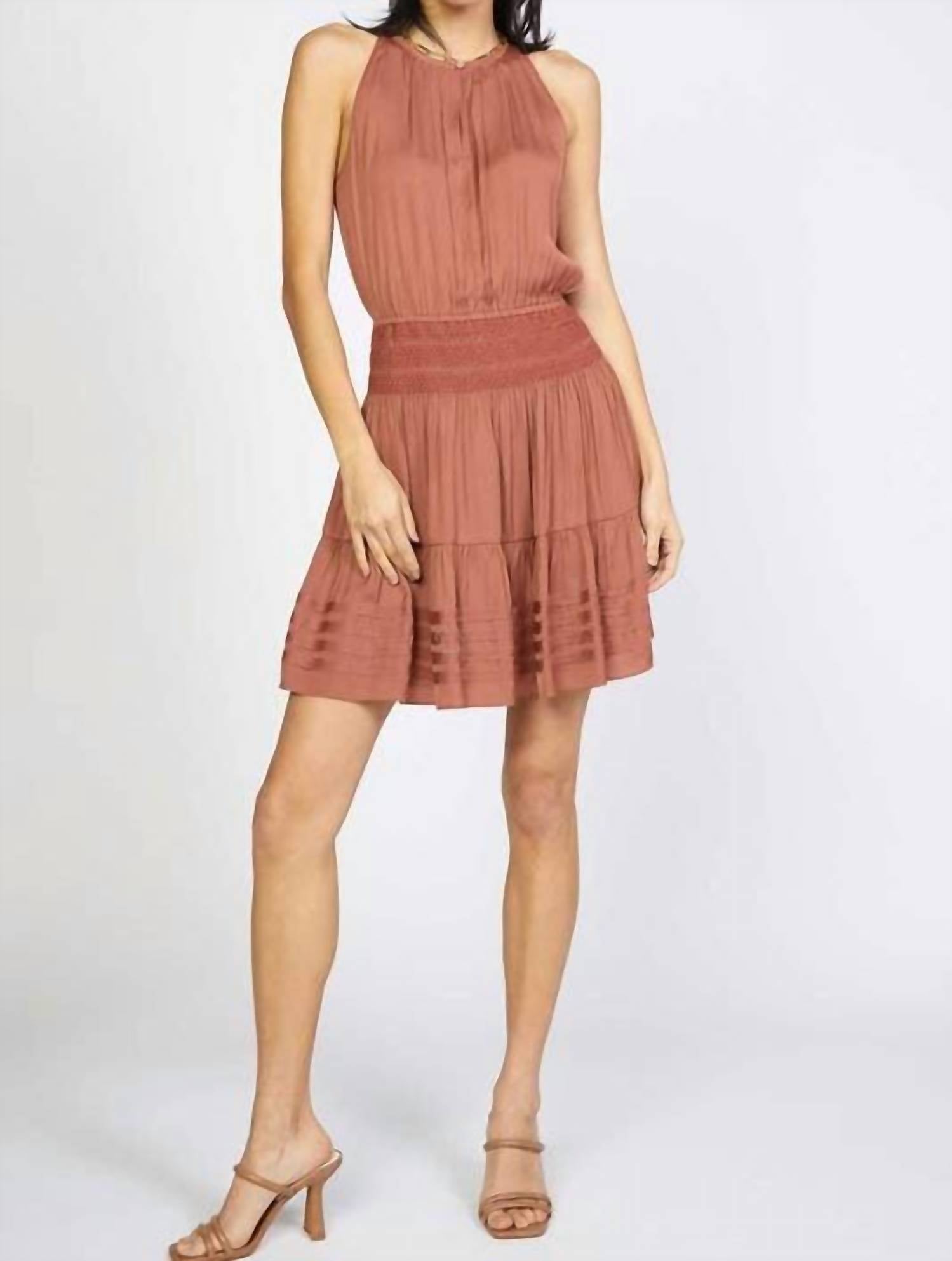 Current Air - Halter Neck Smocked Waist Mini Dress