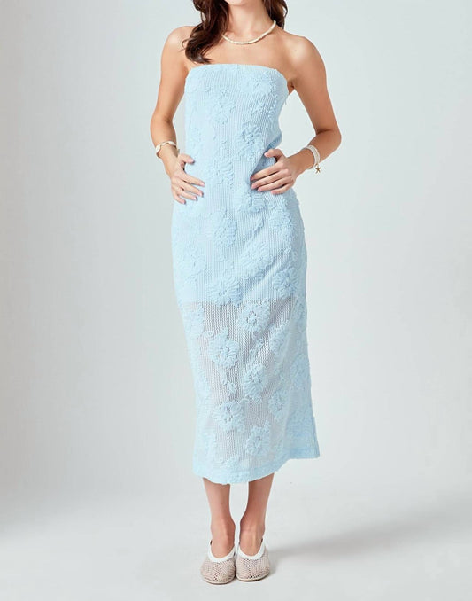 Endless Rose - Mesh Embroidered Midi Strapless Dress